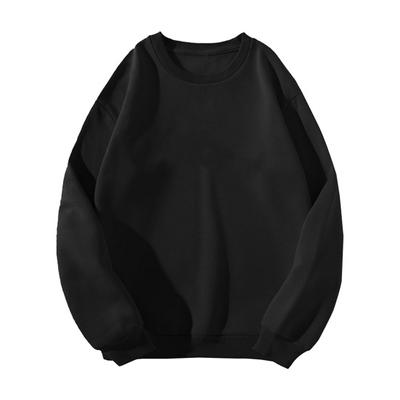 Pánské podzimní zima mikina svetr s dlouhým rukávem do O s dlouhým rukávem jednobarevný volný střih fleecová podšívka ležérní topy streetwear