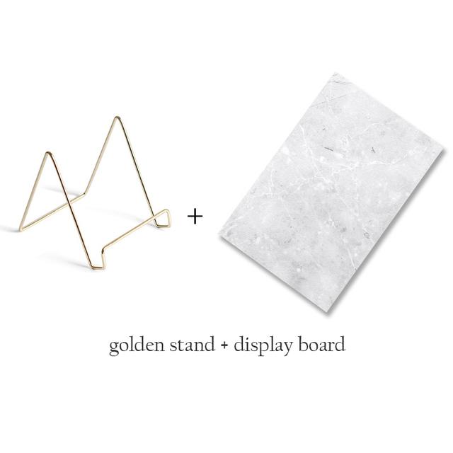 Nail Art Display Board with Gold Stands Holder Marble Pattern Background Photography Props Showcase Tools