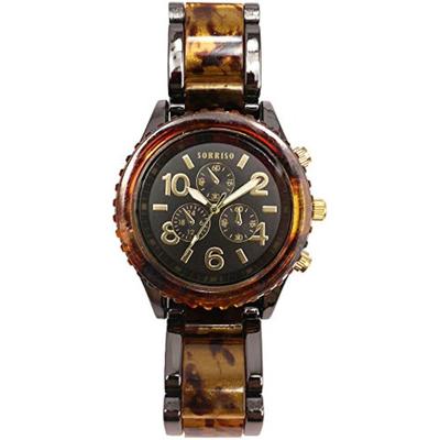 Authentic SORRISO Watch with Citizen Miyota Movement, Tortoiseshell-Colored Fake Dial, SRHI14-BLK...