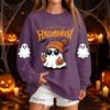 Women's Halloween Neck Sweatshirt Casual Print Pullover