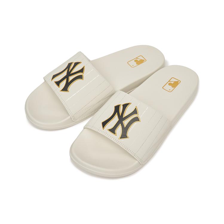 New MLB Slipper Slip Resistant Slide Slippers Unisex Ecru 3ALPAD323-50WHS