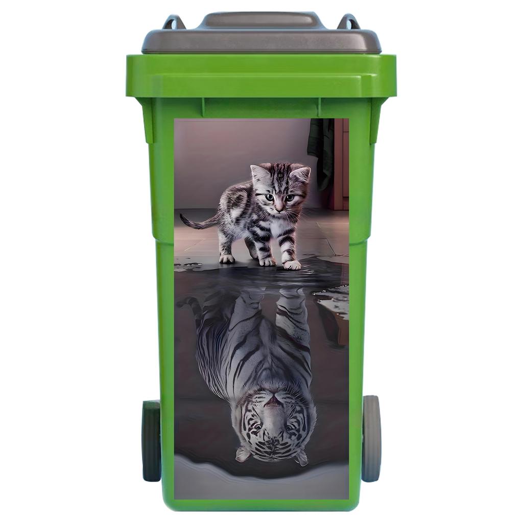 1 Pezzo Adesivo Cestino Gatto 3D Carino - Adesivo Impermeabile Autoadesivo per Pattumiera - Copertura Divertente Animale per Cassonetto Esterno Decorazione Giardino