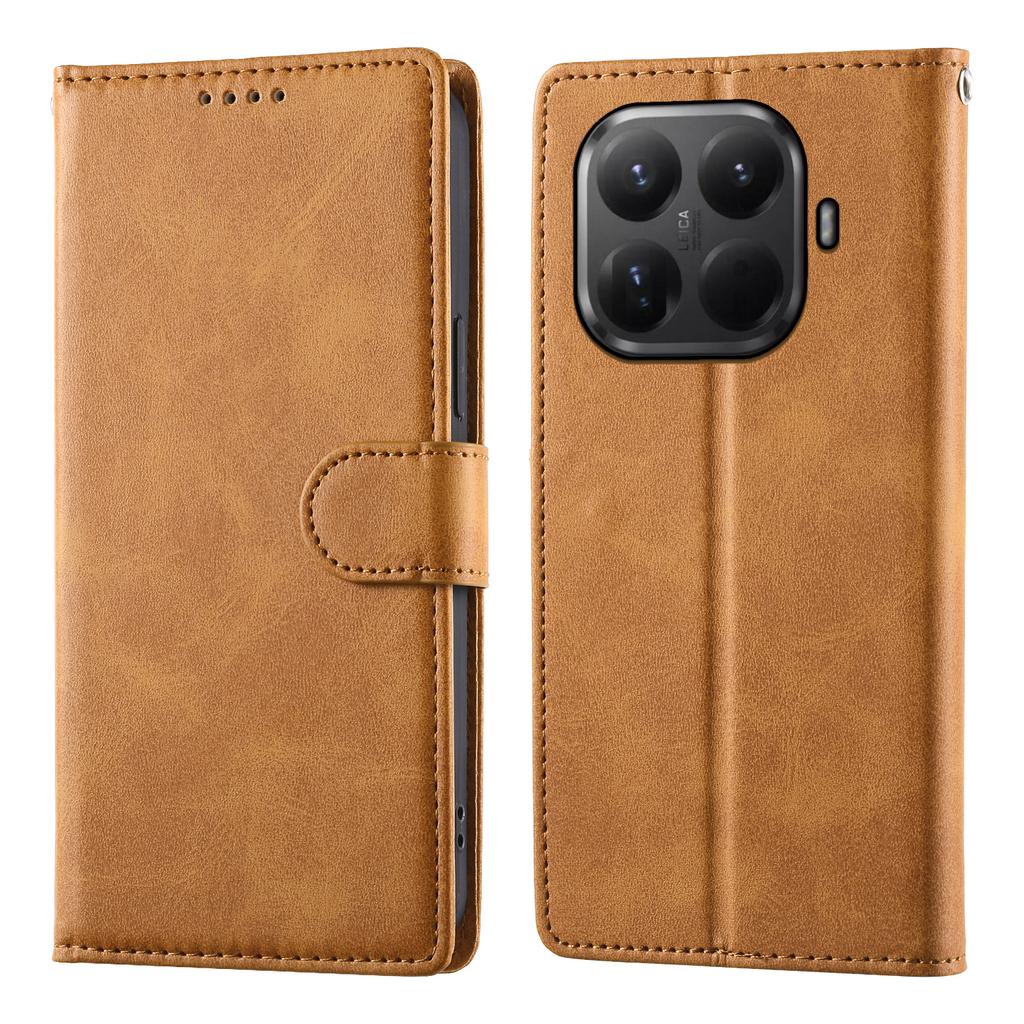 For Xiaomi 15T Pro Case Stand Wallet Calf Texture PU Leather Flip Phone Cover with Wrist Strap