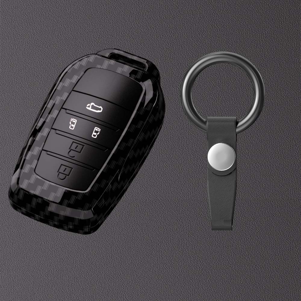 2/3/4/5 Button Carbon Car Key Case Cover For Toyota Rav4 Harrier Hilux Fortuner Land Cruiser Crown Highland Prado Yaris Cross Ay