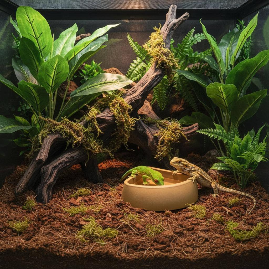 Tortoise Water Basin Easy to Clean Reptile Feeding Dish Corner Food and Water Dish Long-Lasting Terrarium Accessory Anti-Tipping