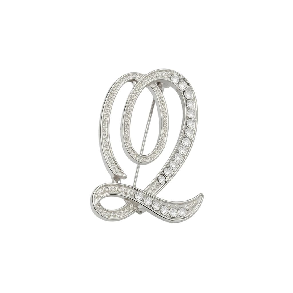 Alloy Letter Brooch with Embedded Crystals Elegant Alphabet Pin Suitable for Formal and Casual Wear Stylish Metal Letter Accessory
