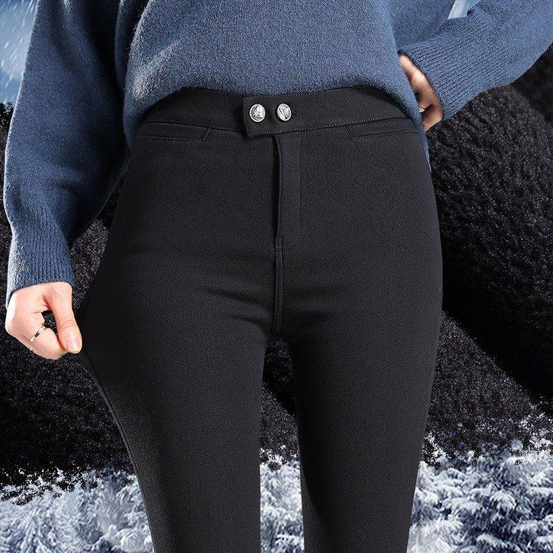 2025 New Style Women's Black Velvet Leggings: Autumn/Winter, Stretchy Skinny Pencil Pants, Thickened for Outerwear