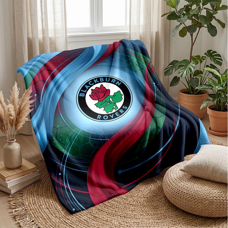 Blackburn Rovers Football Print Flannel Blanket, Soft Warm Lightweight Throw Blanket for Sofa Bed Camping