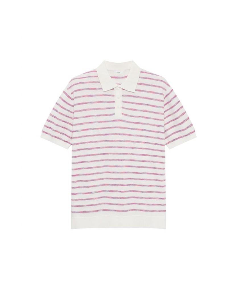Dagseusyeocheu Cotton Blend Striped Short Sleeve Knit White_Oms1Swts101A1