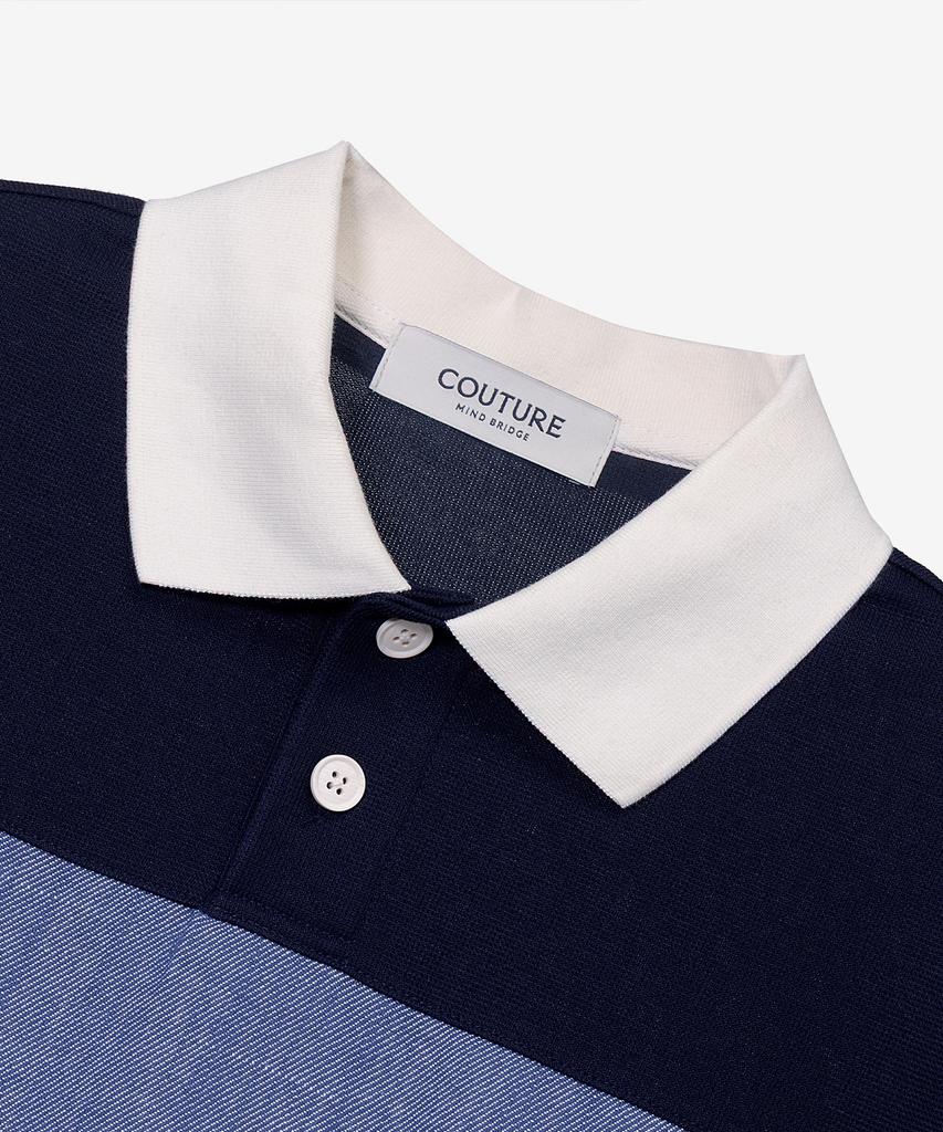 MINDBRIDGE [Couture] Linen-Like Block Color Block Oversized Collared T-Shirt