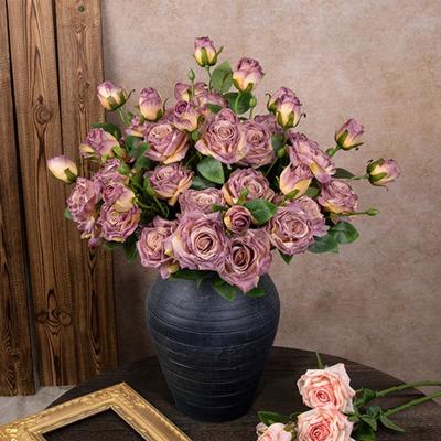 Flores Artificiales 3 Cabezas Rosa Francesa Flores Falsas Realistas Decoración Interior Exterior Boda Jardín Evento Accesorios de Fotografía