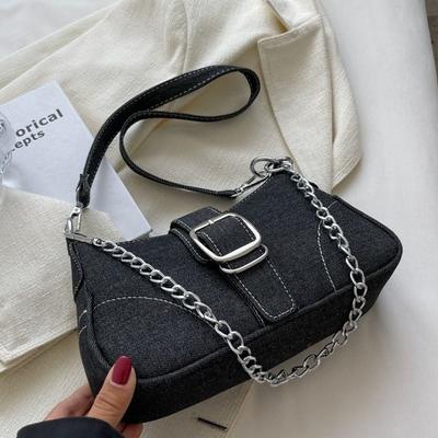 Kleine Canvas-Taschen, Damentaschen, Nischen-Sommermode, Umhängetaschen mit Kette, Unterarmtaschen mit einer Schulter