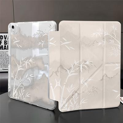 White and Green Bamboo Forest Is Suitable for Y-fold Apple Ipad11 Flat Case Air7/6 Protective Case Pro Anti-drop 5/4 with Pen Slot