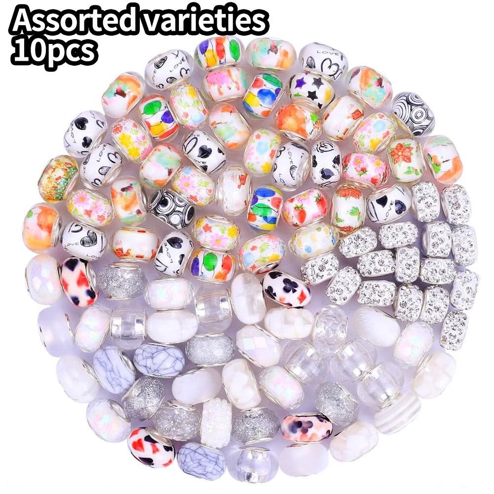 

10/30/50 шт. бусины из смоляного материала с большими отверстиями, европейские бусины для рукоделия, смешанные бусины-разделители, европейские бусины с большими отверстиями, товары для самостоятельного изготовления ювелирных изделий 10pcs