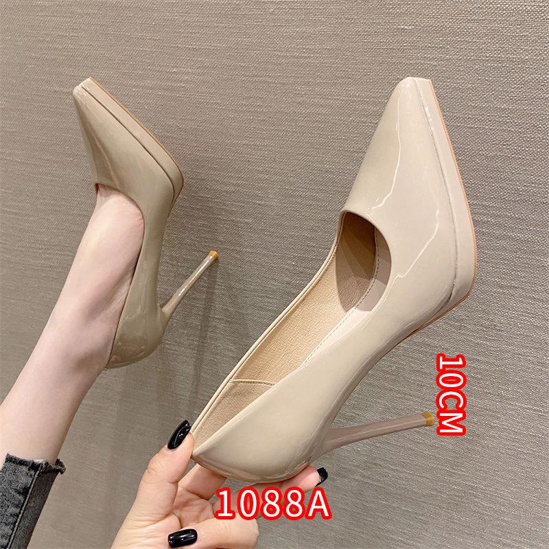 Korean Style Patent Leather Stiletto Heels - Sexy, Pointed Toe, Women's Fairy Style Shoes