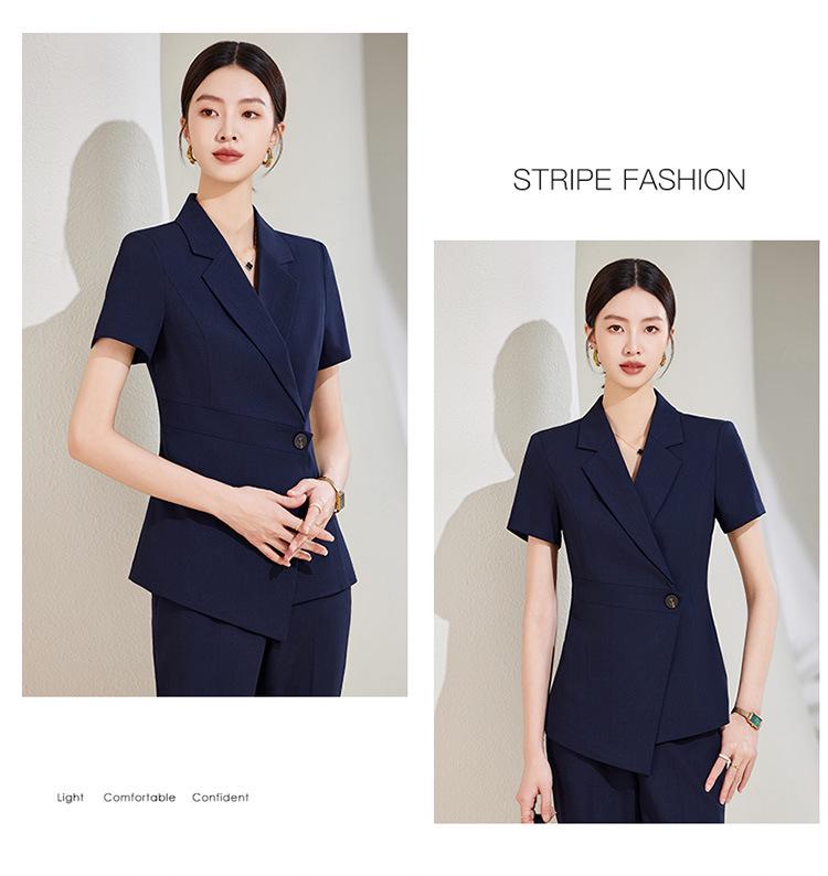 Women's Black Short-Sleeve Suit Jacket – Summer Lightweight, Elegant, Slimming, Professional Wear