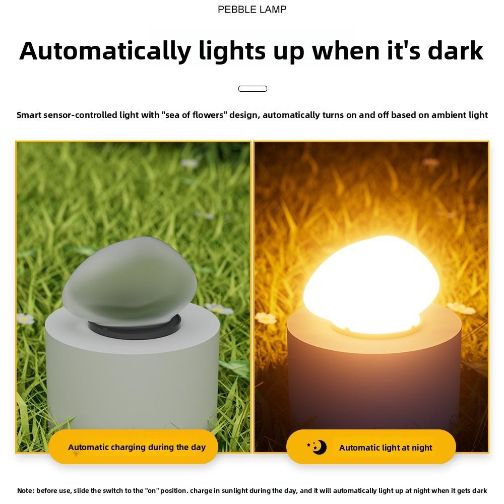 Solar Garden Lawn Light With Led Cobblestone Lamp For Outdoor Landscape Decor