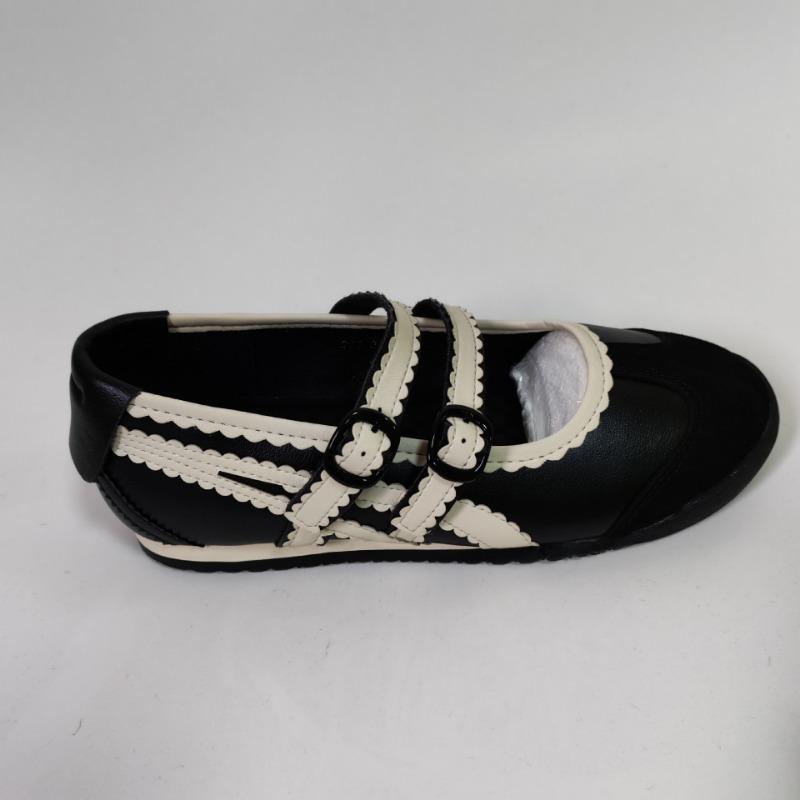 

Cowhide version~ one-word belt flat-soled ballet shoes women s new leather shallow mouth casual Mary Jane shoes 35 чёрный