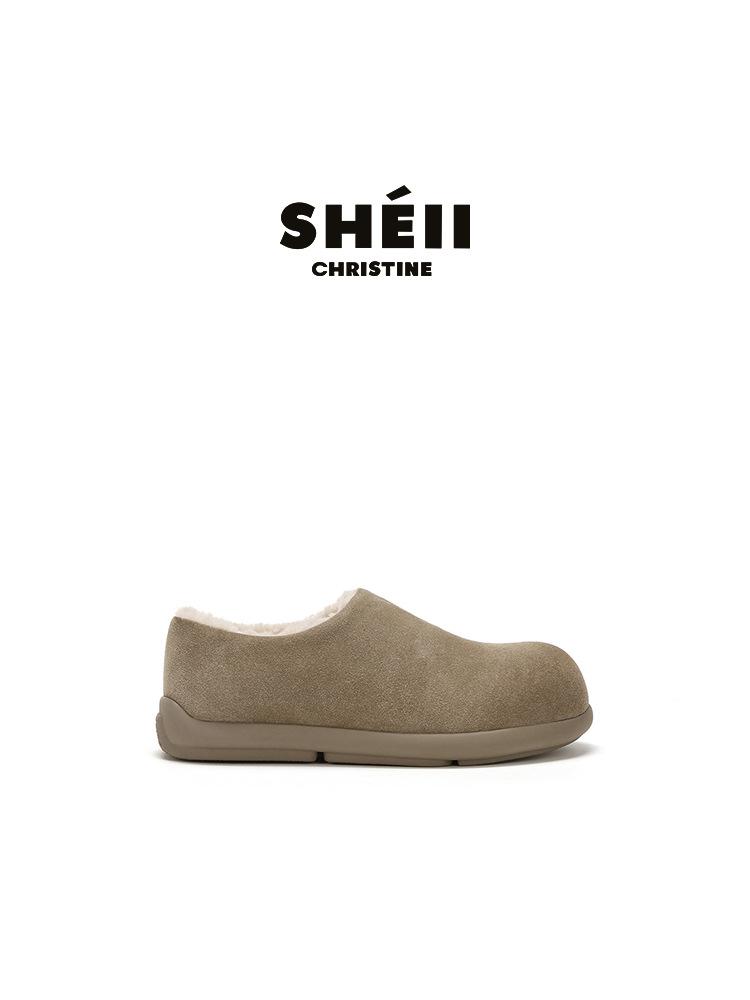 [FanGui] Wool small potatoes~ Baotou inner height increase Birkenstock fluffy slippers women's loafers cotton shoes