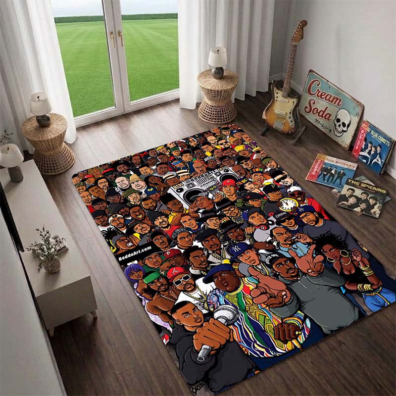 Hip Hop Rapper Rall Roll Teppich Rutschfester Boden Teppich Wohnzimmer Spielzimmer Heimdekoration, Fan Geschenk