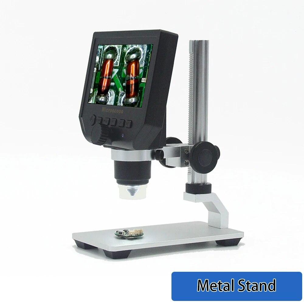 4,3-Zoll-LCD-Digitalmikroskop, 1–600-faches Münzmikroskop für fehlerhafte Münzen, USB-Lupe, Mikroskop mit hohem Ständer, 8 LEDs, für Erwachsene und Kinder