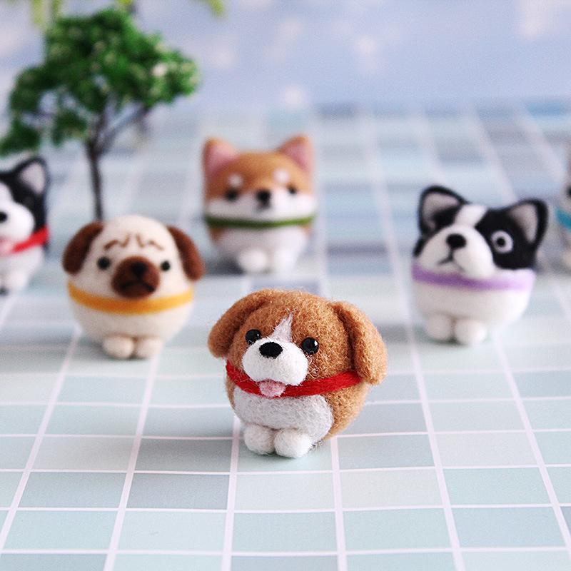 Non-Finished New Poke Wool Felt Handmade DIY Doll Teddy Small Animal Corgi Puppy Material Kit Plush Toy Desktop Ornament Gifts