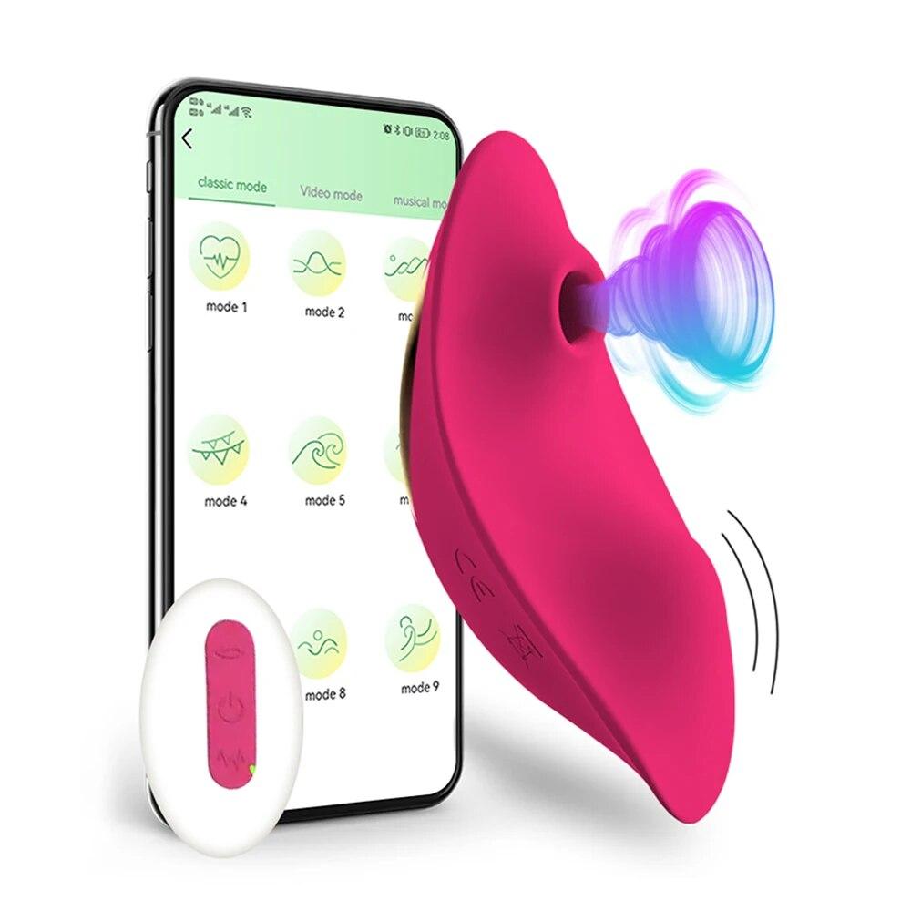 APP Bluetooth Sucking Vibrator Female Wearable Clit Sucker Clitoris Stimulator 2 In 1 Adult Goods Sex Toy for Women 's Panties