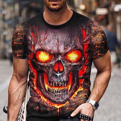 Vintage Horror Skull 3d Print Men's T-shirt Summer Classic Casual O Neck Short Sleeve Fashion Loose Oversized Tops