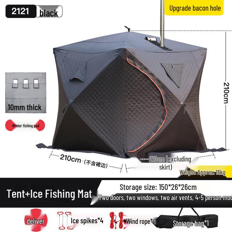 Large Pentagonal Ice Fishing Tent with TPU Window for Winter Camping - Thickened for Warmth and Cold Protection