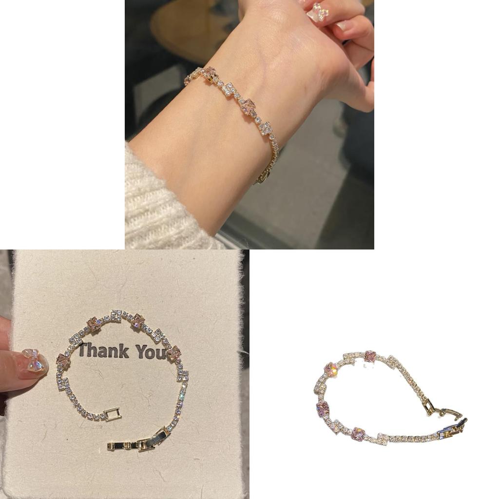 Minimalist Floral Zircon Copper Bracelet For Women With Elegant Design