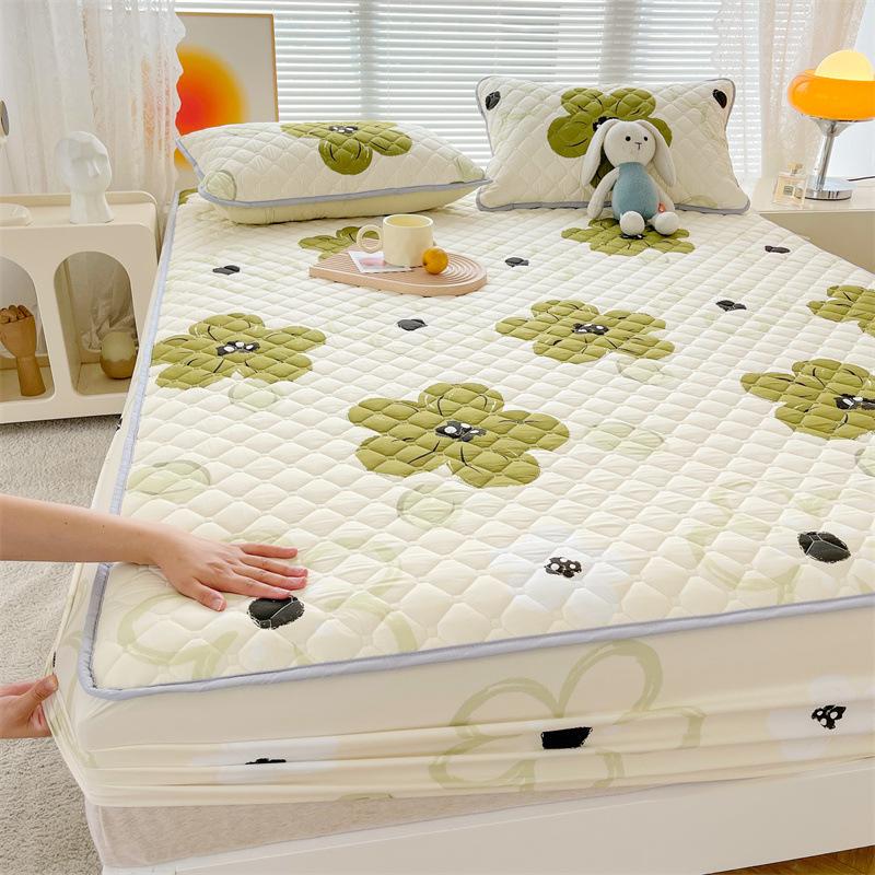 Maternal and Baby Grade Cotton Padded Bed Sheet, Skin Friendly Matte Print, Thickened Simmons Mattress, All Inclusive Protective Cover