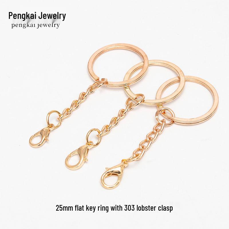 DIY Jewelry Accessories: KC Gold Four-Section Chain Keyring for Handmade Keychains