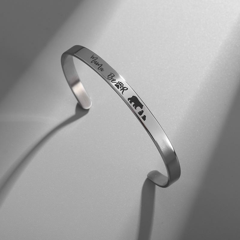 Bracelet Stainless Steel Animal Pattern Mother Bear Bracelet Love Hollow Stainless Steel Bracelet