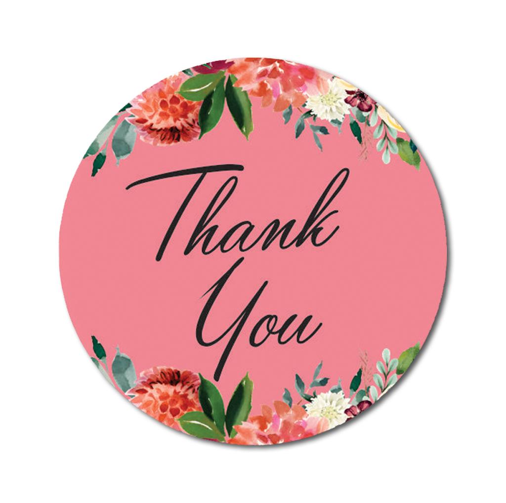 Darling Souvenir Pack Of 45 Pcs Round Chrysanthemum Floral Border Black Thank You Stickers-1.6