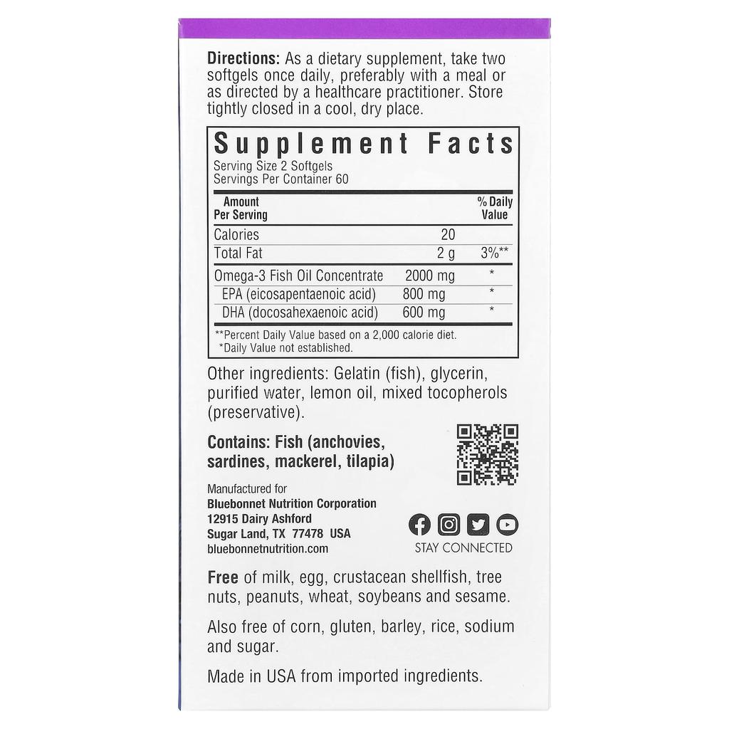Omega-3 Fish Oil, Heart Health, Lemon Flavor, 120 Softgels (1,000Mg per Softgel)