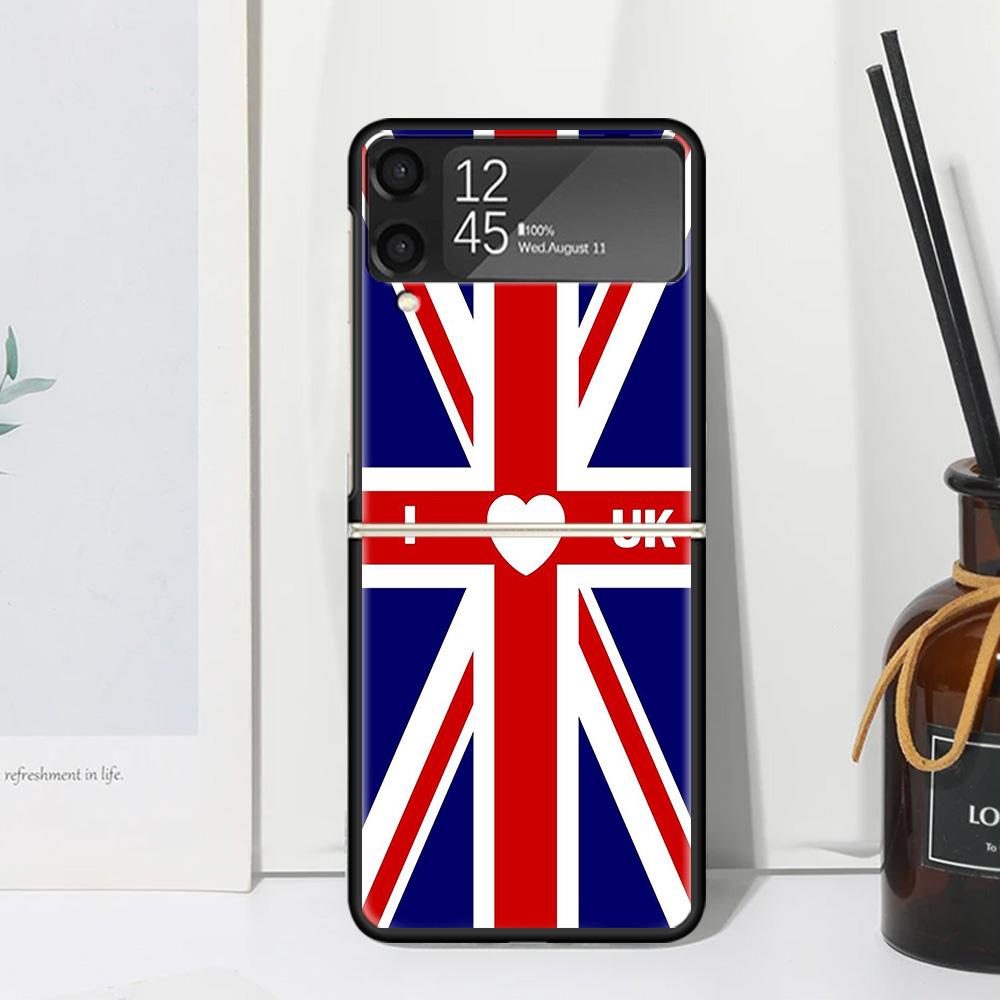 Union Jack England UK Flag Phone Case For Samsung Galaxy Z Flip 7 Flip7 Zflip 6 Flip6 5 Flip5 4 Flip4 3 Flip3 5G Fundas Black Co