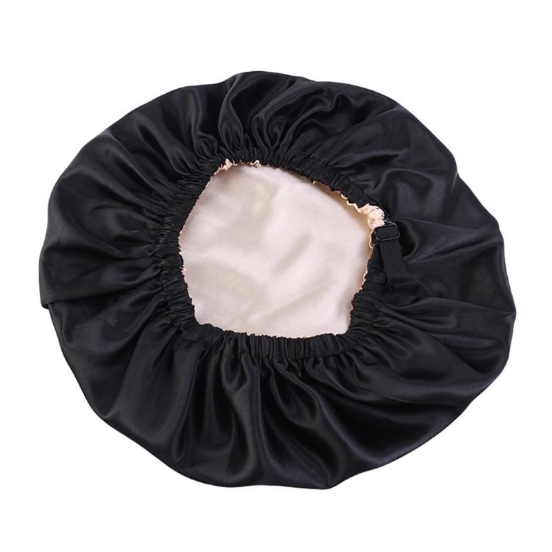 Satin Bonnet Beanie Hat Double Layers Satin Dome Cap for Head Wrap Cover with Neat Stitches Invisible Elastic Band