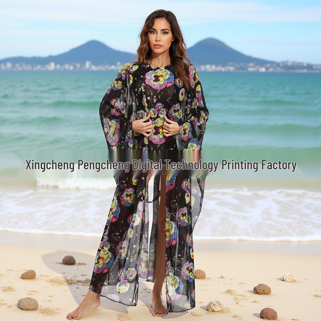 Russian Mesh Sun Protection Long-Sleeve One-Piece Swimsuit Cover-Up for Women