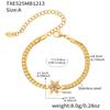 Exquisite 18k Gold-Plated Zircon Flower Jewelry Set: Stackable Stainless Steel Bracelet and Necklace.