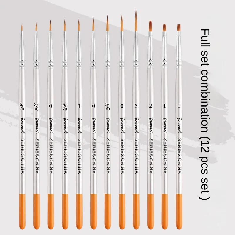 

12 моделей очень тонкая импортная нейлоновая кисть с длинным хвостом, мультяшная художественная линия, контурная ручка для рисования, цифровая березовая акварельная ручка