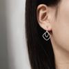 Hollow Square Earrings Temperament Cold Wind Geometric Earrings Commuting Ol Plain Simple Box Earrings Girls