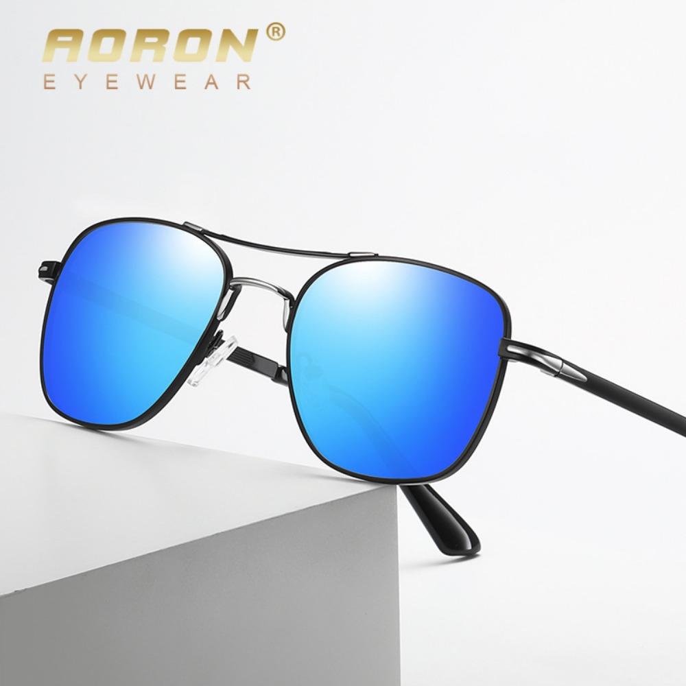 aoron Polarized Sunglasses Men's Fashion Double Beam Metal Sunglasses Outdoor Cycling Sunglasses