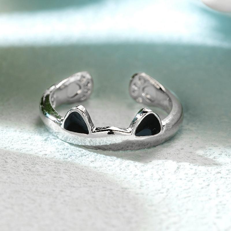 Pink Cute Cat Ear Ring For Women Cats Paw Embrace Tightly Opening Finger Rings Ladies Party Birthday Jewelry Accessories