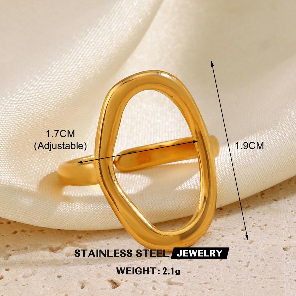 Stainless Steel Heart-Shaped Open Ring for Women - European & American Hip-Hop Style