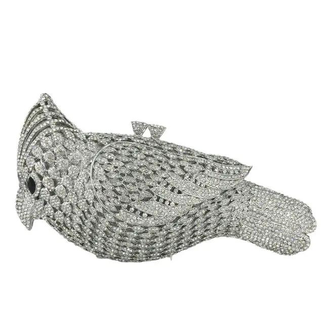 

Boutique De FGG Mini Cute Woodpecker Bird Women Crystal Clutch Evening Bags Ladies Party Dinner Rhinestone Handbag and Purse Mini Size