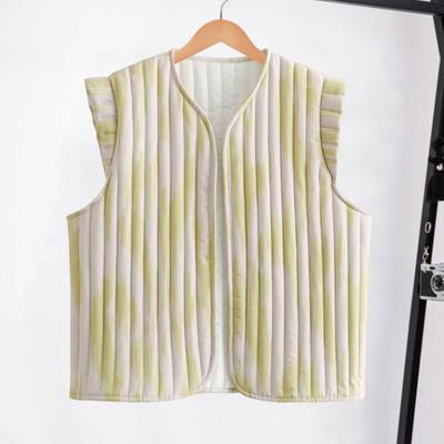 Fall Winter Women Vest Printing Single-breasted V Neck Open Stitch Sleeveless Padded Thick Warm Waistcoat Daily Wear Commuting Coat