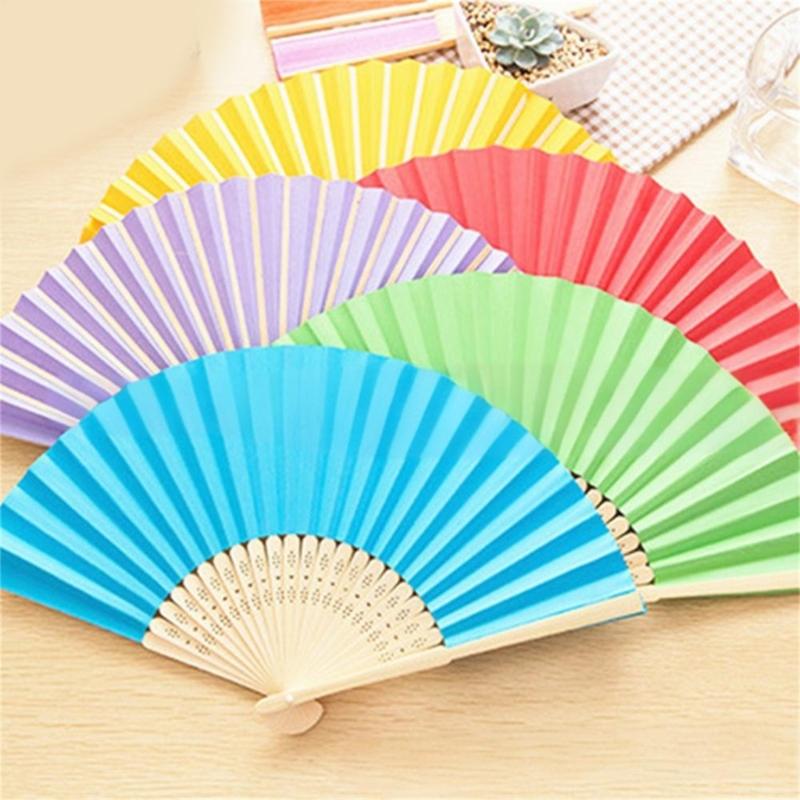 5lots Paper Bamboo Folding Fan Creative Expression Fan for Kids Artistic Expression and Imagination