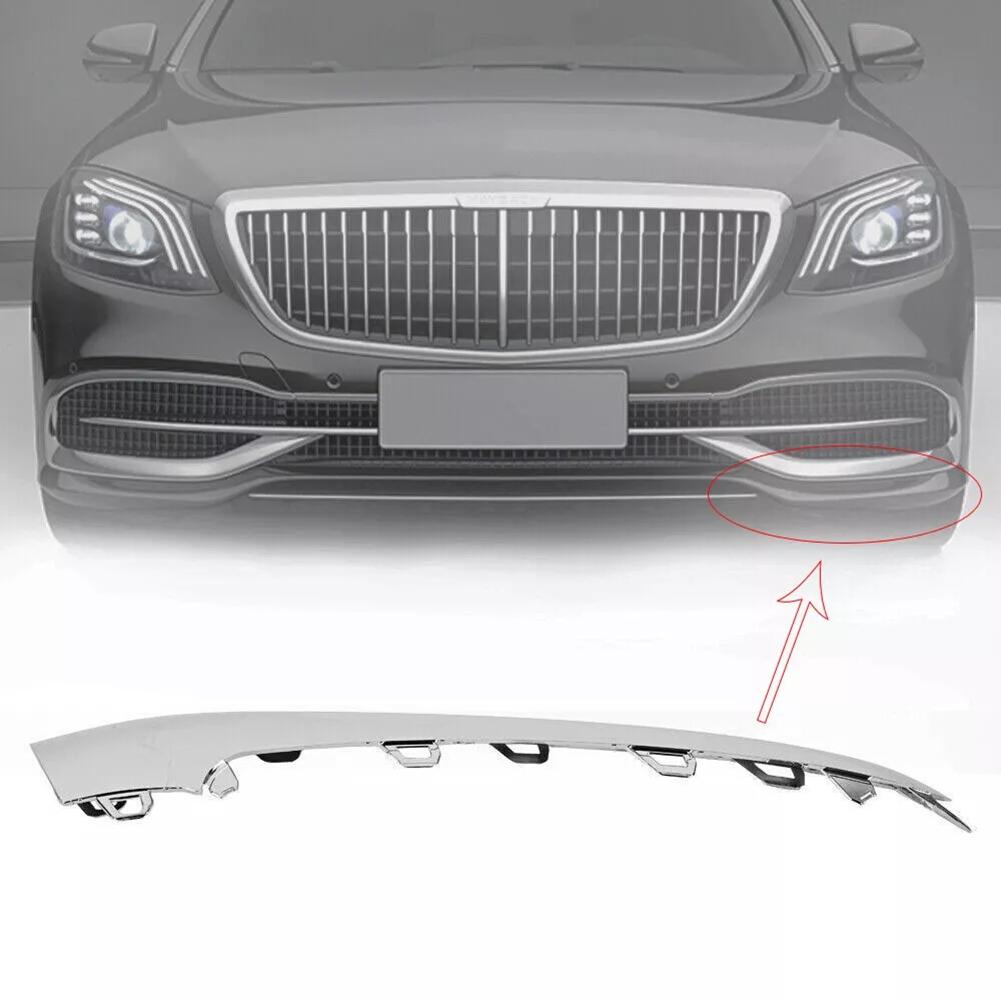 1Pair Front Bumper Bright Strip Lip Trim Chrome Molding for Mercedes W222 S450/560 2018-2020 A2228857700,A2228857800 NONE