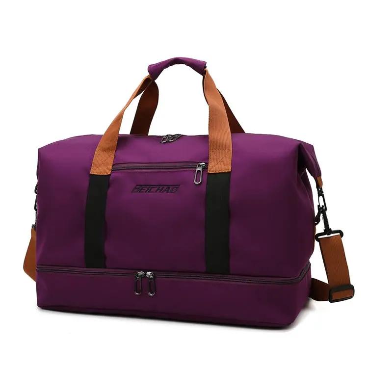 

Fashion Travel Bags For Women Large Capacity Men s Sports bag Waterproof Female Messenger Bag Dry And Wet Dropshipping фиолетовый