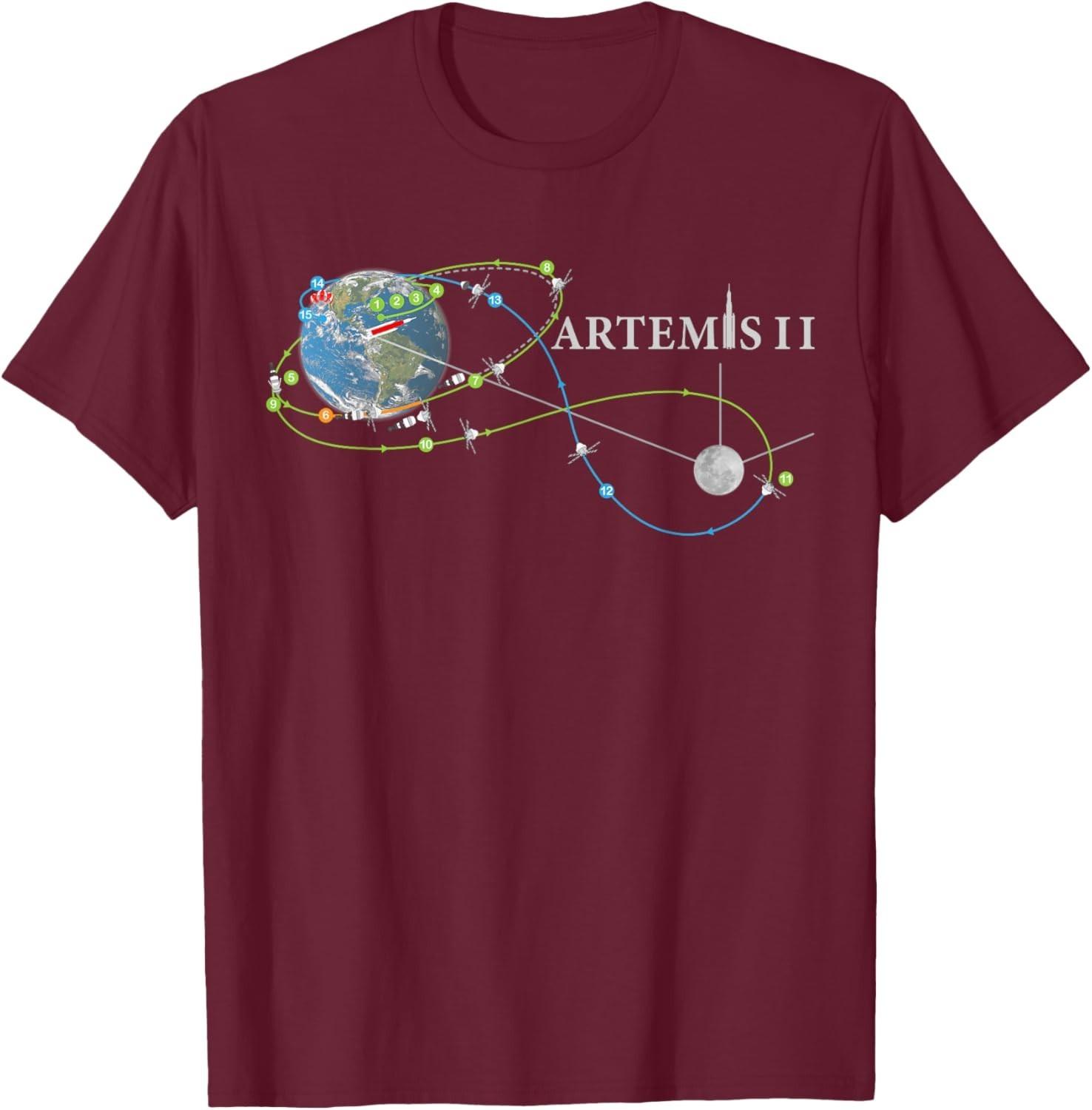 Artemis 2 Route Map SLS Rocket Launch Mission To The Moon Unisex T-Shirt XXL